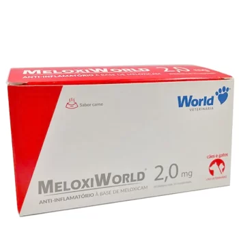 Anti-Inflamatório World Meloxiworld 2,0mg para Cães e Gatos - Contém 10 blísteres com 10 comprimidos