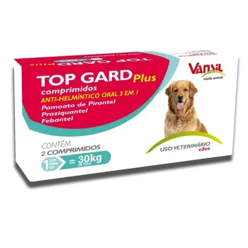 Vermífugo Vansil Top Gard Plus 1800mg 2 comprimidos para Cães de até 30kg